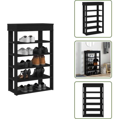 Muebles de entrada - vidaXL Mueble zapatero de madera de ingeniería negro 60x30x98 cm - Muebles de pasillo