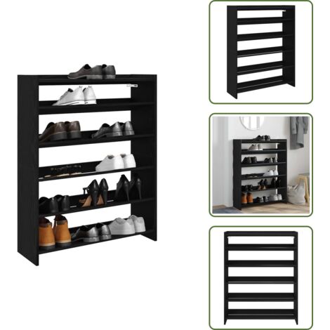 Muebles de entrada - vidaXL Mueble zapatero madera contrachapada negro 80x25x100 cm - Muebles decorativos