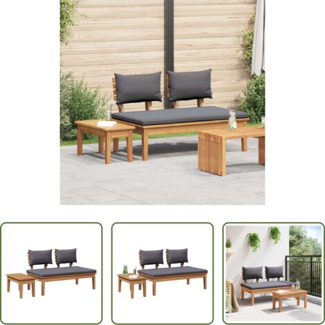 Muebles de exterior -  Conjunto de banco y mesa de jardín 2 pcs Gris y marrón