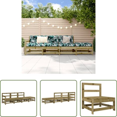 Muebles de exterior -  Juego de muebles de jardín 4 pzas madera de pino impregnada