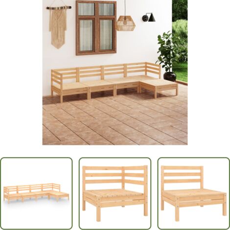 Muebles de exterior -  Juego de muebles de jardín 5 piezas madera maciza pino