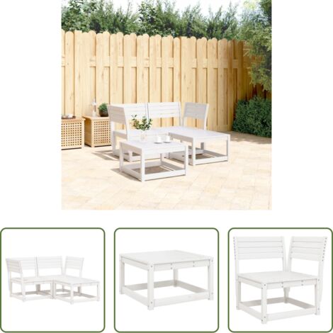 Muebles de exterior -  Juego de sofás de jardín 3 piezas madera maciza de pino blanco