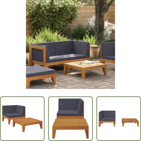 Muebles de exterior -  Muebles de jardín 2 piezas con cojines madera maciza de acacia