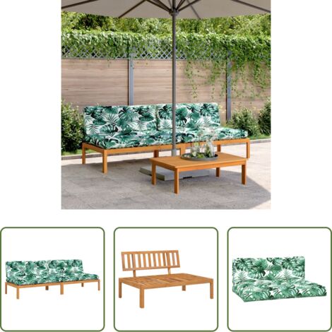 Muebles de exterior -  Sofás centrales de palets jardín y cojines 2 uds madera acacia