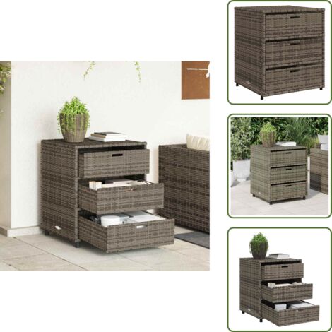 Muebles de exterior - vidaXL Armario de almacenaje de jardín ratán PE gris 55x59x69 cm - Ratán sintético