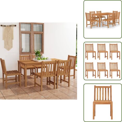 Muebles de exterior - vidaXL Conjunto de comedor de jardín de 7 piezas, 160 x 80 cm, madera maciza de teca - Madera de teca