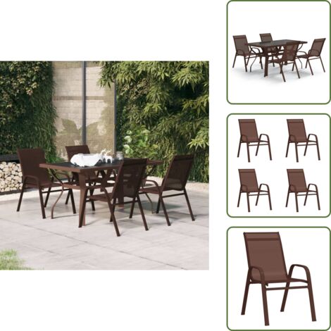 Muebles de exterior - vidaXL Juego de comedor de jardín 5 piezas con cojines marrón y negro - Comedor al aire libre