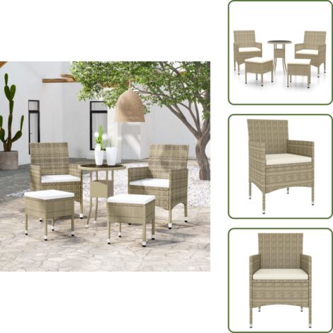 Muebles de exterior - vidaXL Juego de muebles de jardín de 5 piezas ratán sintético beige - Salón de jardín