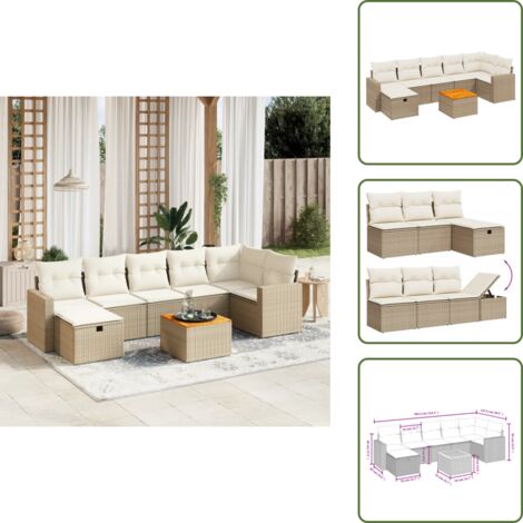 Muebles de exterior - vidaXL Juego de sofás de jardín con cojines beige 8 pzas ratán PE - Sofás de jardín beige
