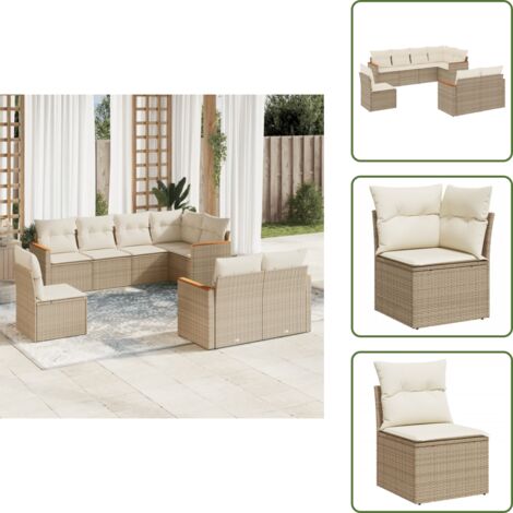 Muebles de exterior - vidaXL Juego de sofás de jardín con cojines beige 8 pzas ratán PE - Sofás de jardín beige