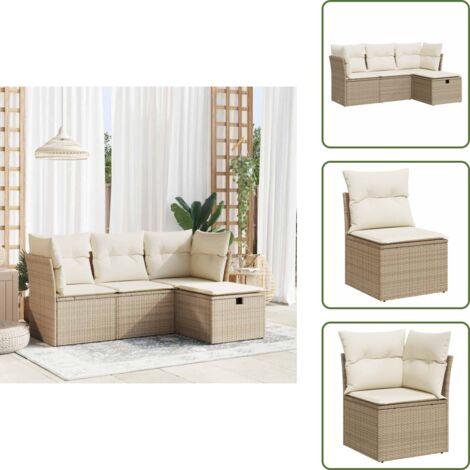 Muebles de exterior - vidaXL Juego de sofás jardín con cojines 4 pzas ratán sintético beige - Asientos de jardín