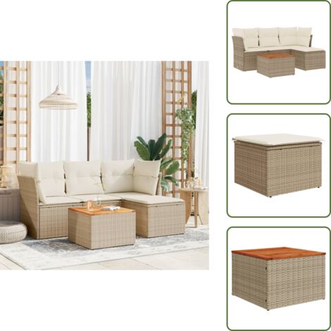 Muebles de exterior - vidaXL Juego de sofás jardín con cojines 5 pzas ratán sintético beige - Asientos de jardín