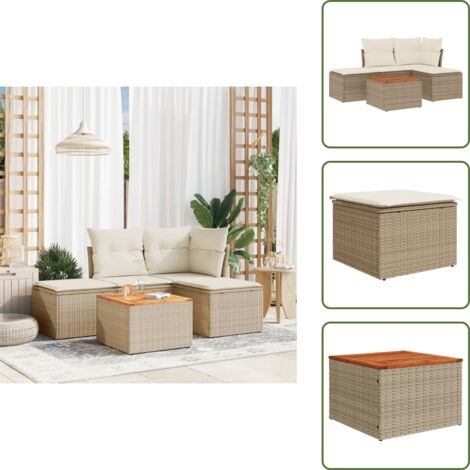 Muebles de exterior - vidaXL Juego de sofás jardín con cojines 5 pzas ratán sintético beige - Asientos de jardín