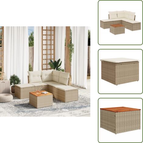 Muebles de exterior - vidaXL Juego de sofás jardín con cojines 6 pzas ratán sintético beige - Asientos de jardín