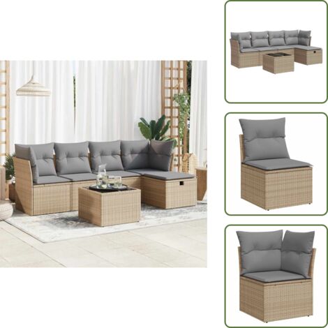 Muebles de exterior - vidaXL Juego de sofás jardín con cojines 6 pzas ratán sintético beige - Asientos de jardín