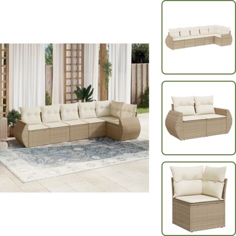 Muebles de exterior - vidaXL Juego de sofás jardín con cojines 6 pzas ratán sintético beige - Sofás para terraza