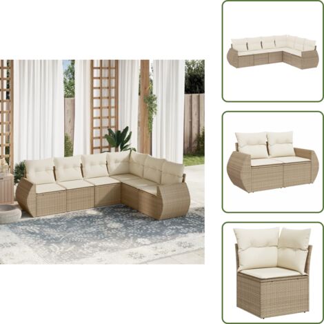 Muebles de exterior - vidaXL Juego de sofás jardín con cojines 6 pzas ratán sintético beige - Sofás para terraza