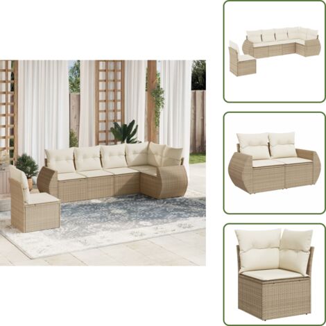 Muebles de exterior - vidaXL Juego de sofás jardín con cojines 6 pzas ratán sintético beige - Sofás para terraza