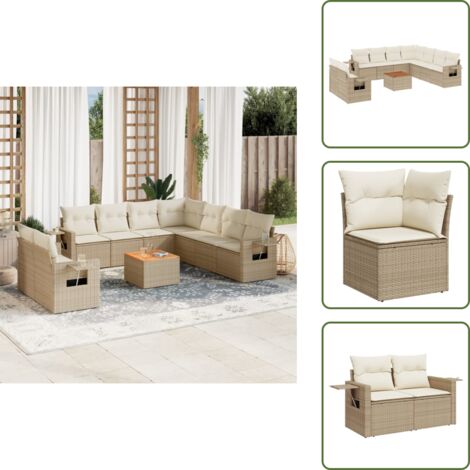Muebles de exterior - vidaXL Juego de sofás jardín con cojines beige 10 pzas ratán sintético - Sofás para terraza