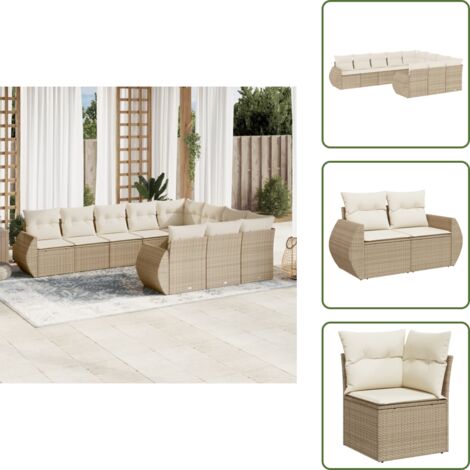 Muebles de exterior - vidaXL Juego de sofás jardín con cojines beige 10 pzas ratán sintético - Sofás para terraza