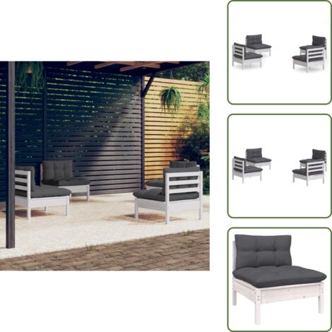 Muebles de exterior - vidaXL Muebles de jardín 4 pzas con cojines antracita madera de pino - Muebles de jardín modulares