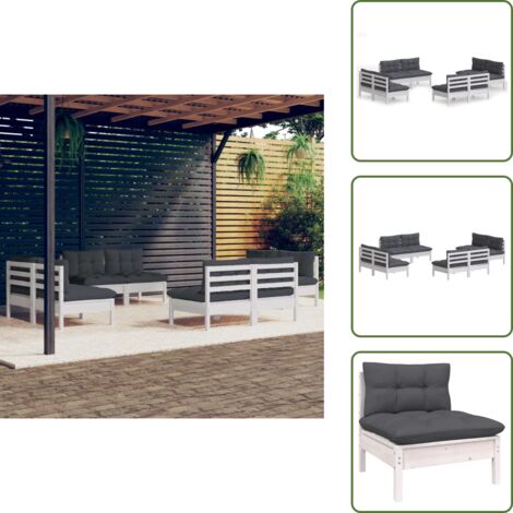 Muebles de exterior - vidaXL Muebles de jardín 8 piezas con cojines antracita madera pino - Muebles de jardín modulares