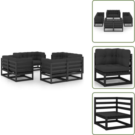 Muebles de exterior - vidaXL Muebles de jardín 8 piezas con cojines de madera de pino maciza - Muebles modulares
