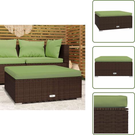 Muebles de exterior - vidaXL Reposapiés de jardín y cojín ratán sintético marrón 70x70x30 cm - Asiento de jardín