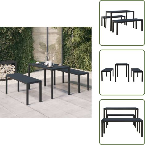 Muebles de exterior - vidaXL Set de comedor de jardín 3 pzas acero y WPC negro - Comedor al aire libre