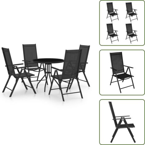 Muebles de exterior - vidaXL Set de comedor para jardín 5 piezas aluminio y textilene negro - Comedor de jardín