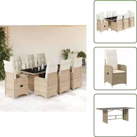 Muebles de exterior - vidaXL Set de mesa y sillas de jardín 5 pzas y cojines ratán PE beige - Ratán sintético