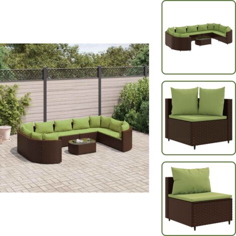 Muebles de exterior - vidaXL Set de sofás de jardín 10 pzas y cojines ratán sintético marrón - Asientos de esquina