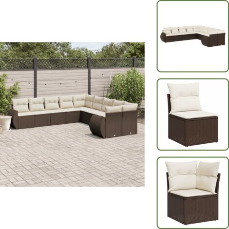 Muebles de exterior - vidaXL Set de sofás de jardín 10 pzas y cojines ratán sintético marrón - Sofás de jardín marrón