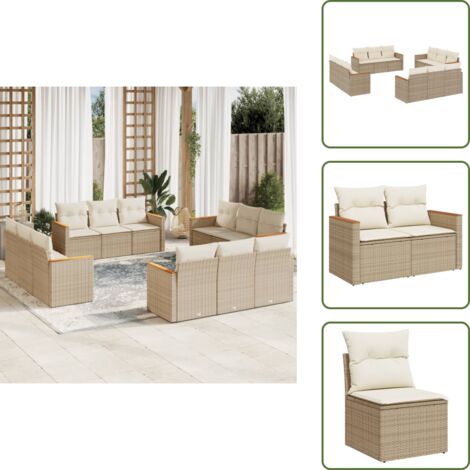 Muebles de exterior - vidaXL Set de sofás de jardín 12 pzas y cojines ratán sintético marrón - Sofás con reposabrazos