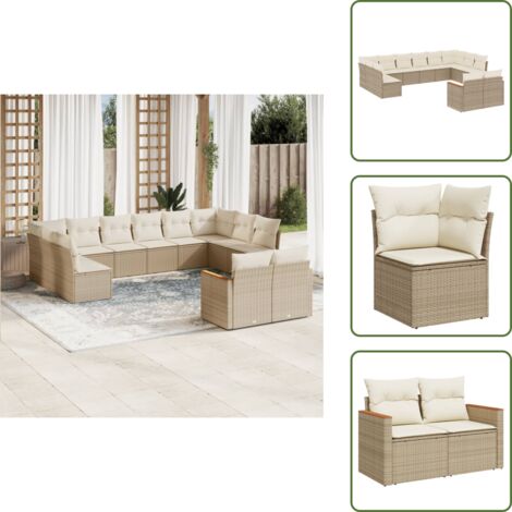 Muebles de exterior - vidaXL Set de sofás de jardín 12 pzas y cojines ratán sintético marrón - Sofás de jardín con reposabrazos