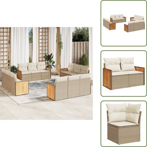 Muebles de exterior - vidaXL Set de sofás de jardín 12 pzas y cojines ratán sintético marrón - Sofás de terraza
