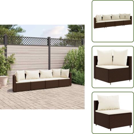 Muebles de exterior - vidaXL Set de sofás de jardín 4 pzas y cojines ratán sintético marrón - Sofás de jardín marrón