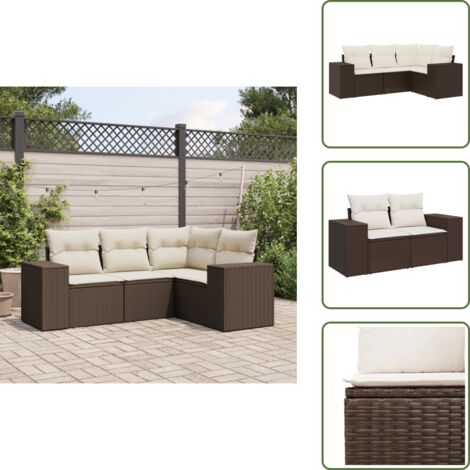 Muebles de exterior - vidaXL Set de sofás de jardín 4 pzas y cojines ratán sintético marrón - Sofás de jardín marrón