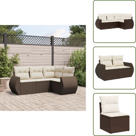 Muebles de exterior - vidaXL Set de sofás de jardín 4 pzas y cojines ratán sintético marrón - Sofás de jardín marrón