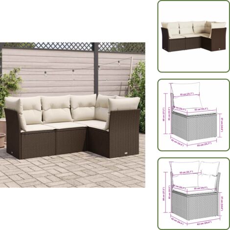 Muebles de exterior - vidaXL Set de sofás de jardín 4 pzas y cojines ratán sintético marrón - Sofás de jardín marrón