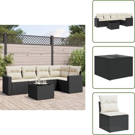 Muebles de exterior - vidaXL Set de sofás de jardín 6 piezas y cojines ratán sintético negro - Asientos de jardín
