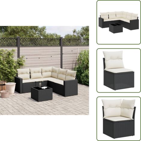 Muebles de exterior - vidaXL Set de sofás de jardín 6 piezas y cojines ratán sintético negro - Asientos de jardín