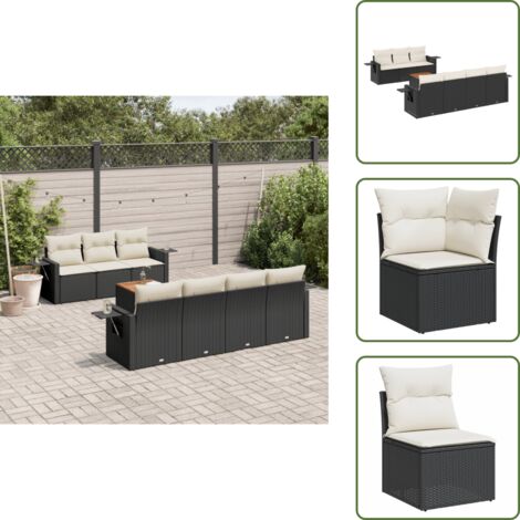 Muebles de exterior - vidaXL Set de sofás de jardín 8 piezas y cojines ratán sintético negro - Mesa auxiliar