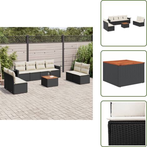 Muebles de exterior - vidaXL Set de sofás de jardín 8 piezas y cojines ratán sintético negro - Mesa auxiliar