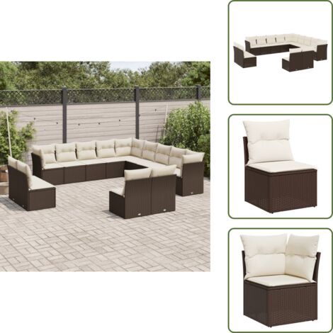Muebles de exterior - vidaXL Set de sofás de jardín con cojines 13 piezas ratán PE marrón - Sofás de jardín con cojines
