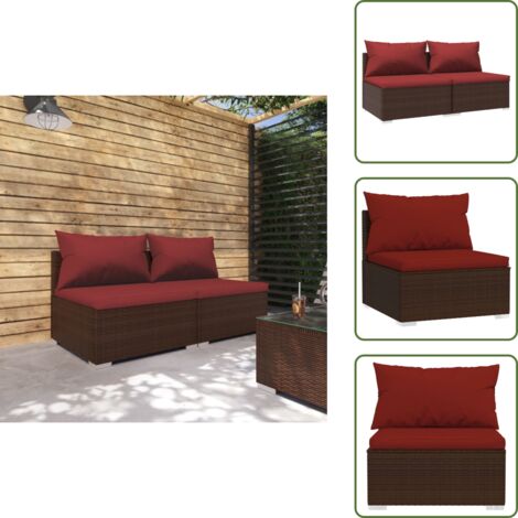 Muebles de exterior - vidaXL Set muebles de jardín 2 piezas y cojines ratán sintético marrón - Sofás de jardín