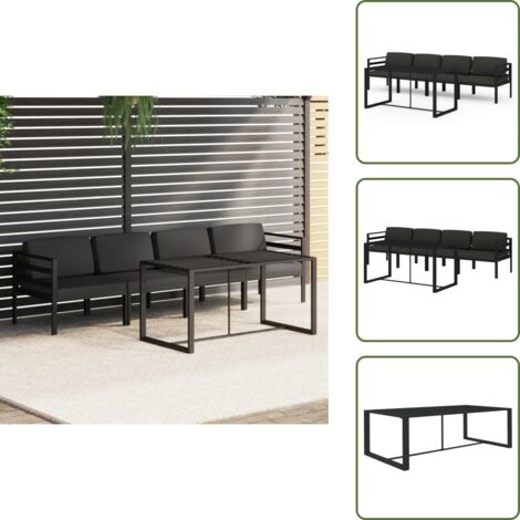 Muebles de exterior - vidaXL Set muebles de jardín 5 pzas y cojines aluminio gris antracita - Muebles modulares