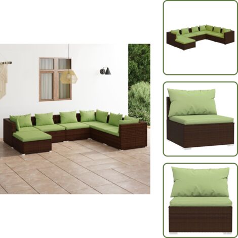 Muebles de exterior - vidaXL Set muebles de jardín 7 piezas y cojines ratán sintético marrón - Sofás de jardín