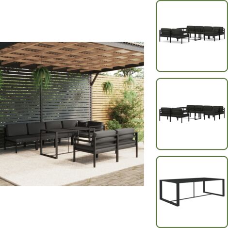 Muebles de exterior - vidaXL Set muebles de jardín 8 pzas y cojines aluminio gris antracita - Muebles modulares