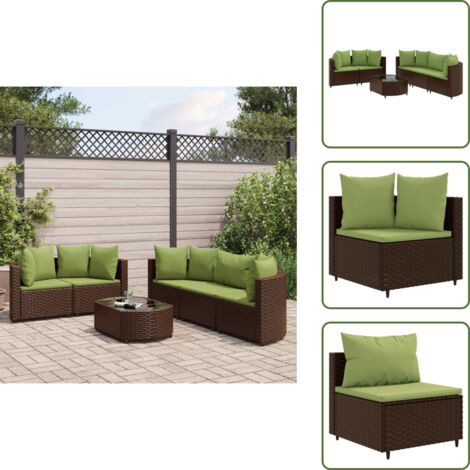 Muebles de exterior - vidaXL Set sofás de jardín 6 piezas y cojines ratán sintético marrón - Asientos de jardín
